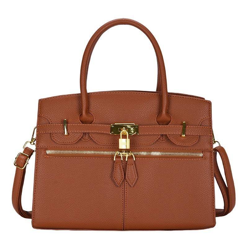 Litschi-Muster leichter Luxus große Kapazität hohe Qualität weich langlebig Mode exquisit leicht Pendler Outdoor Strand Umhängetasche Schultertasche braun von Joom DACH