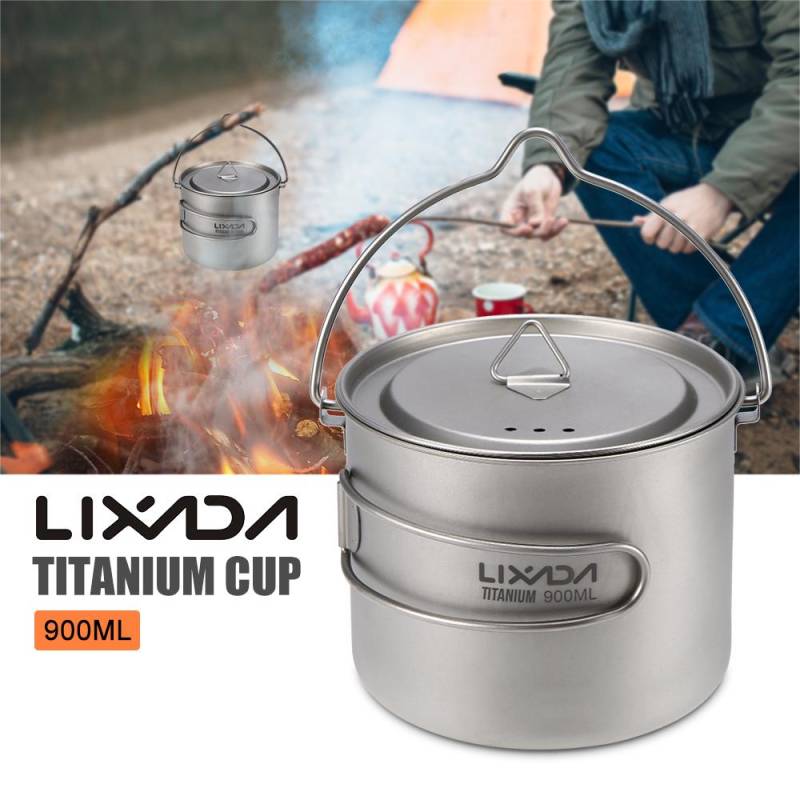 Lixada 1600 ml Titan-Topf, ultraleichter tragbarer Hängetopf mit Deckel und klappbarem Griff für den Außenbereich Cup , 900ml von Joom DACH