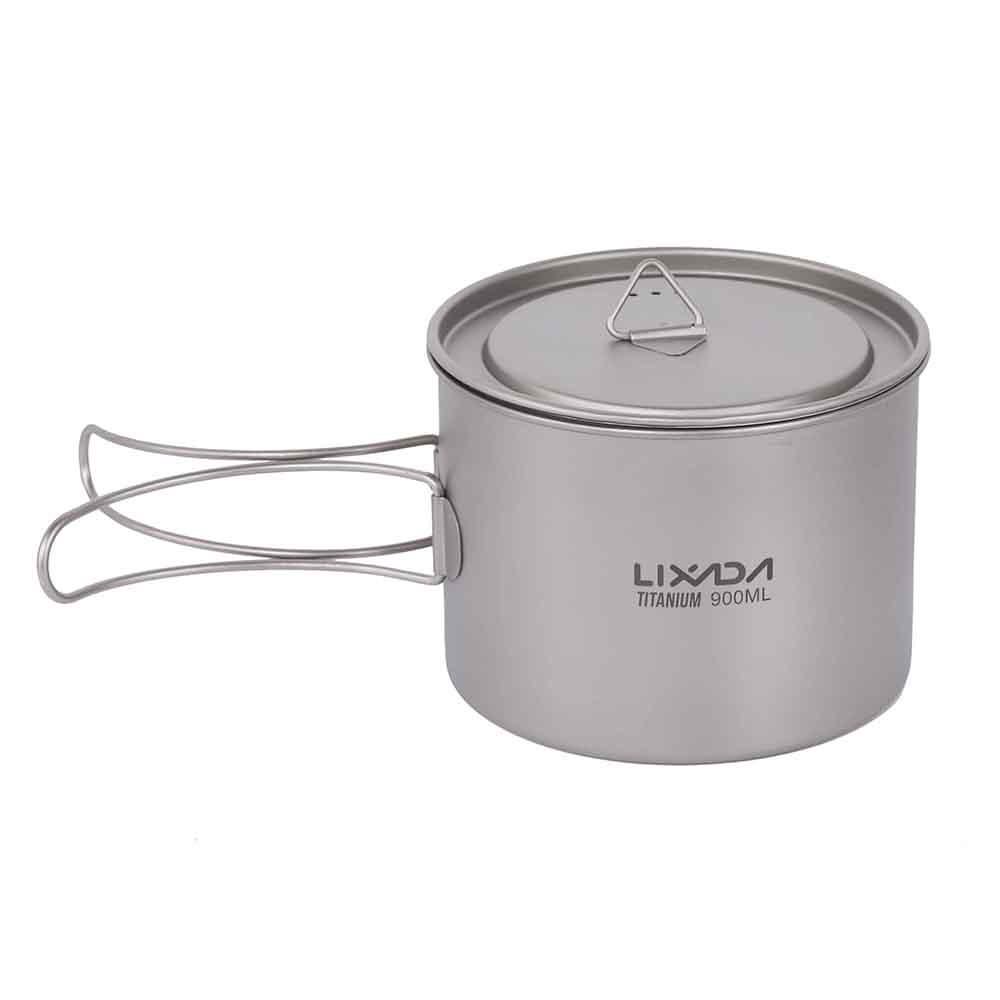 Lixada 1600 ml Titan-Topf, ultraleichter tragbarer Hängetopf mit Deckel und klappbarem Griff für den Außenbereich Cup , 900ml von Joom DACH