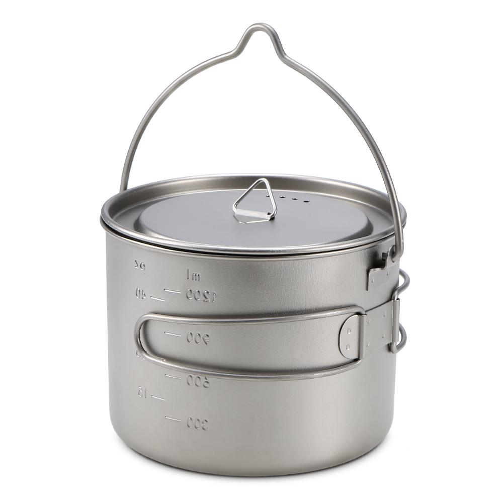 Lixada 1600 ml Titan-Topf, ultraleichter tragbarer Hängetopf mit Deckel und klappbarem Griff für den Außenbereich Pot , 1600ml von Joom DACH