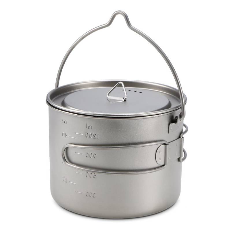 Lixada 1600 ml Titan-Topf, ultraleichter tragbarer Hängetopf mit Deckel und klappbarem Griff für den Außenbereich Pot , 1600ml von Joom DACH
