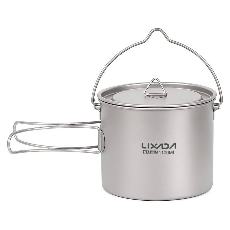 Lixada 750 ml/900 ml/1100 ml ultraleichter Titan-Topf-Wasserbecher mit Deckel und klappbarem Griff 750ml von Joom DACH