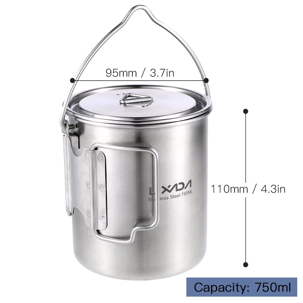 Lixada 750 ml Topf Tragbarer Wasserbecher mit Deckel und faltbarem Griff Camping pot von Joom DACH
