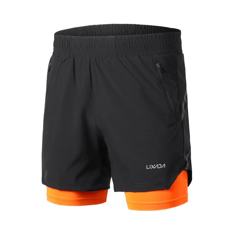 Lixada Herren 2-in-1-Laufshorts, schnell trocknend, atmungsaktiv, aktives Training, Übung, Joggen, Marathon M bunt von Joom DACH