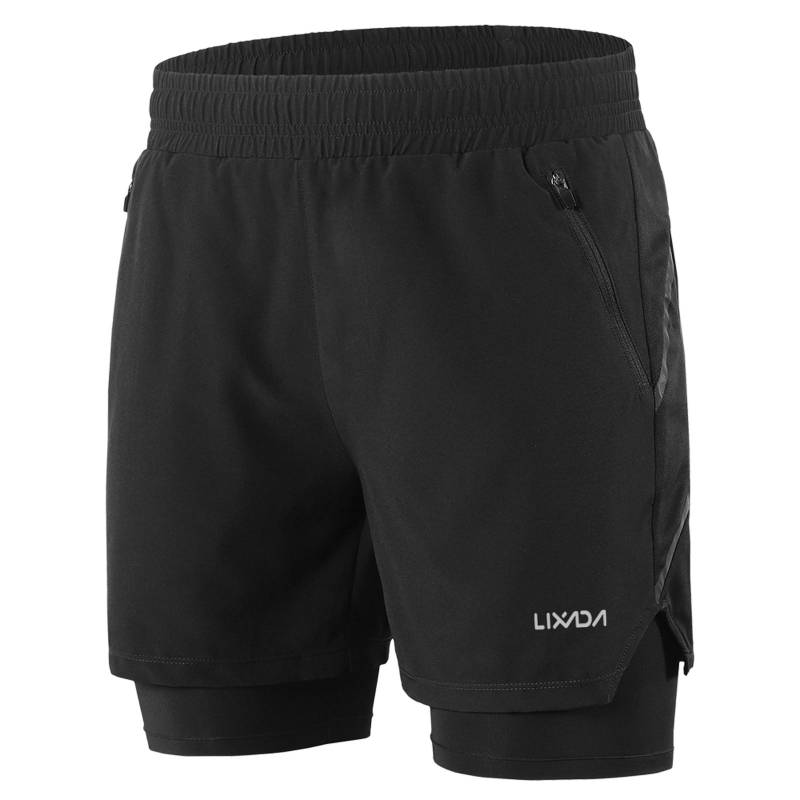 Lixada Herren 2-in-1-Laufshorts, schnell trocknend, atmungsaktiv, aktives Training, Übung, Joggen, Marathon S schwarz von Joom DACH