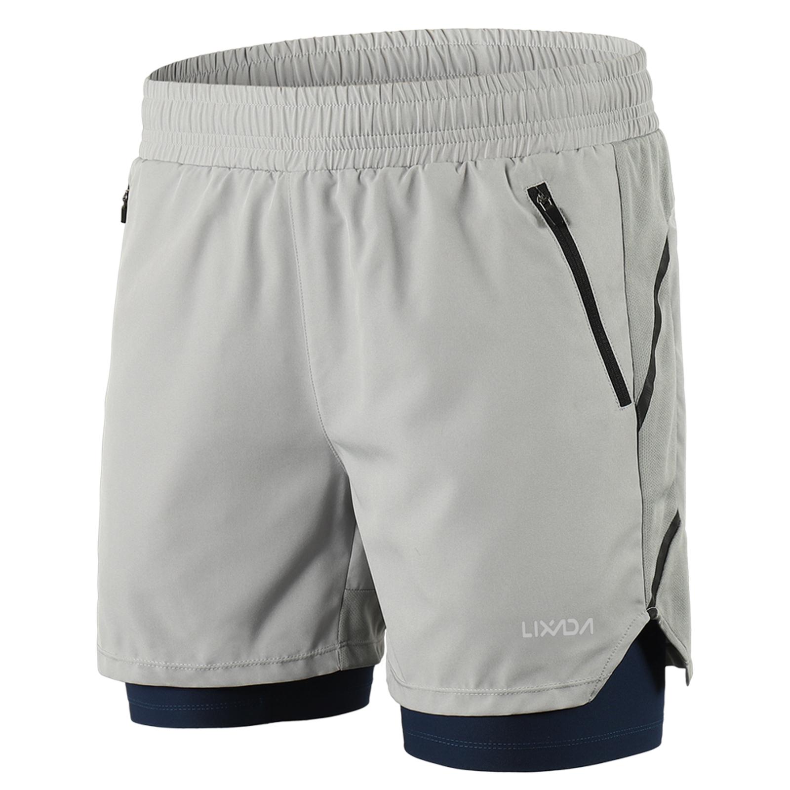 Lixada Herren 2-in-1-Laufshorts, schnell trocknend, atmungsaktiv, aktives Training, Übung, Joggen, Marathon XXL grau von Joom DACH