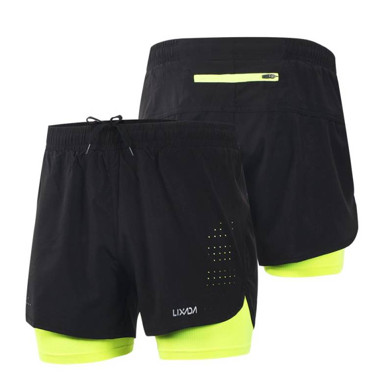 Lixada Herren 2-in-1-Laufshorts, schnell trocknend, atmungsaktiv, für aktives Training, Übung, Joggen, Radfahren, Shorts mit längerem Innenfutter XL grün von Joom DACH