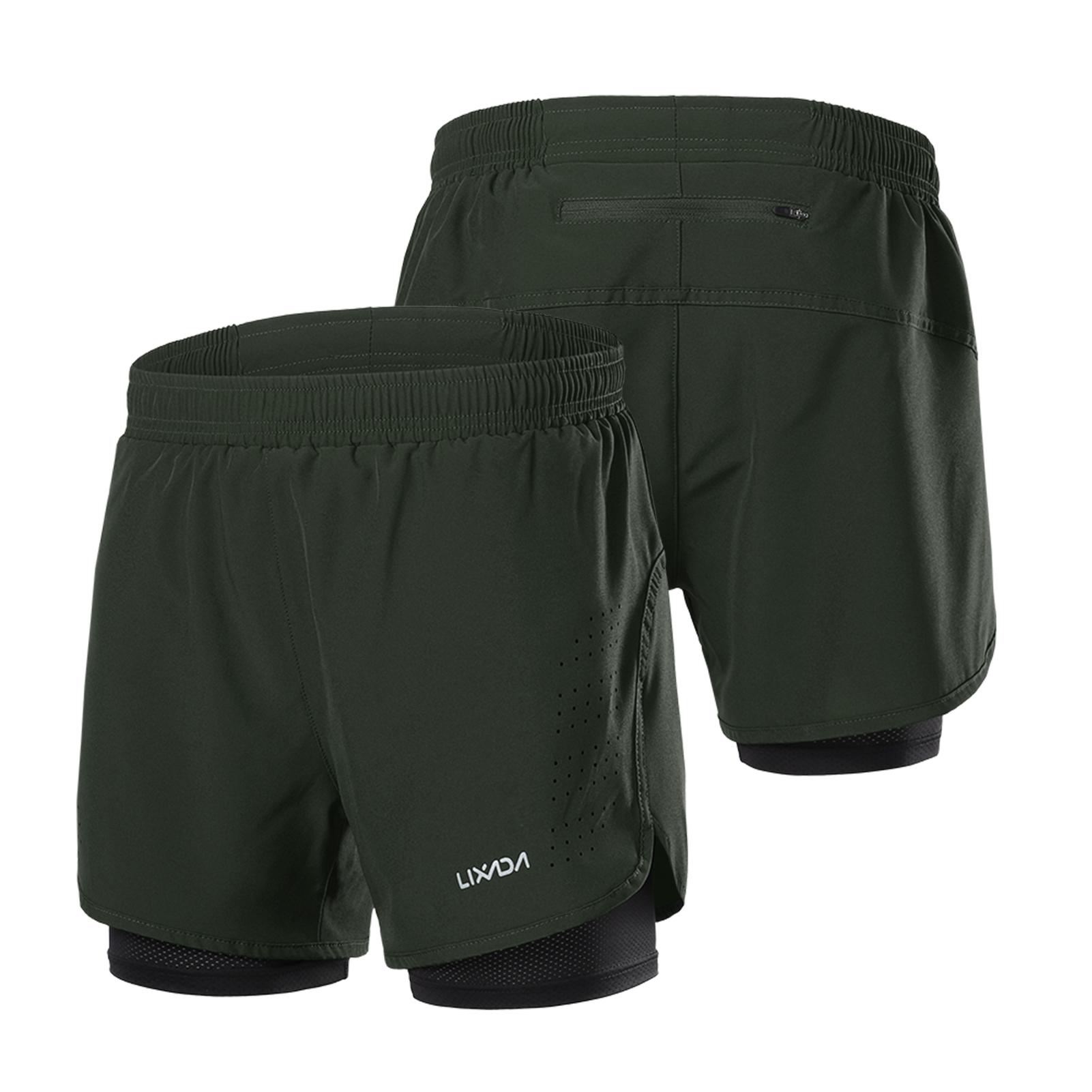 Lixada Herren 2-in-1-Laufshorts, schnell trocknend, atmungsaktiv, für aktives Training, Übung, Joggen, Radfahren L armee grüne von Joom DACH