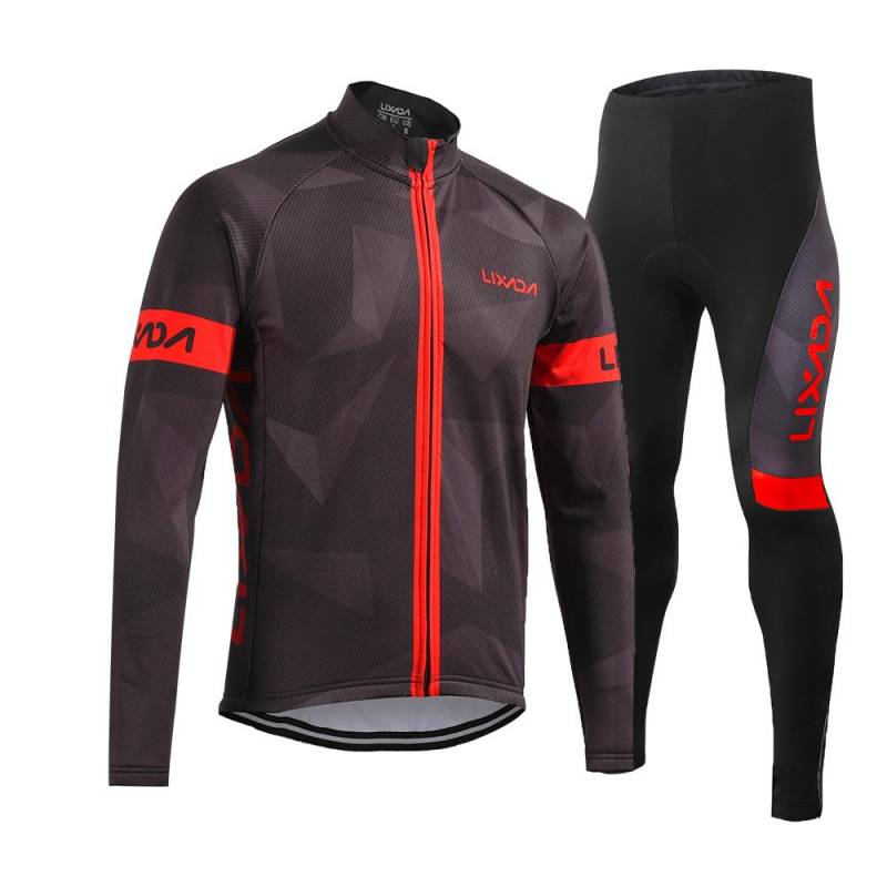 Lixada Herren-Winter-Thermo-Fleece-Fahrradbekleidungsset, langärmlig, winddicht, Radtrikot-Mantel XXL rot von Joom DACH