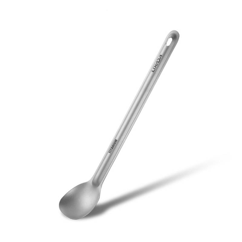 Lixada Ultraleichtes Titan-Löffel- und Göffel-Besteckset mit langem Griff, tragbarer Abendessenlöffel für den Außenbereich Half polish von Joom DACH