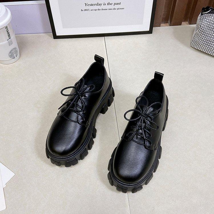 Loafer mit dicker Sohle, Schnürschuhe, Retro-Lacklederschuhe für Damen, schwarze Freizeitpumps für Damen, Mädchen, Lolita, Cosplay, Schuhabsatz, Damen 36 von Joom DACH