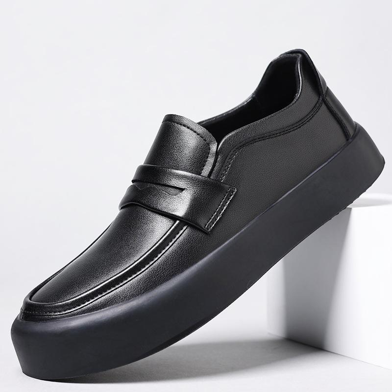 Loafers Herren Herbst Neue Slip-on Driving Echtes Leder Weiche Sohle Mattierte Lederschuhe Schwarze Formelle Business Peas Schuhe 42 von Joom DACH