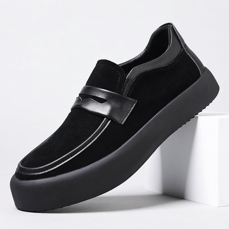 Loafers Herren Herbst Neue Slip-on Driving Echtes Leder Weiche Sohle Mattierte Lederschuhe Schwarze Formelle Business Peas Schuhe 44 von Joom DACH