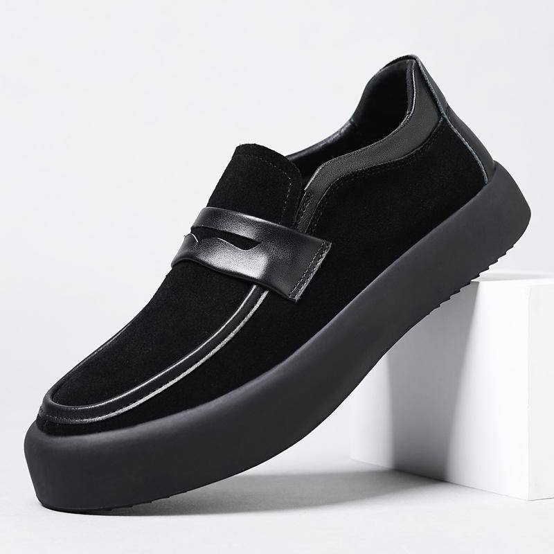 Loafers Herren Herbst Neue Slip-on Driving Echtes Leder Weiche Sohle Mattierte Lederschuhe Schwarze Formelle Business Peas Schuhe 44 von Joom DACH