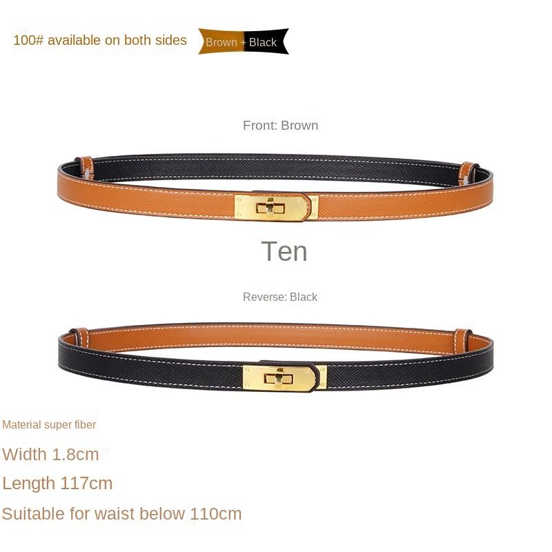 Lock Verstellbarer Gürtel Anzughose Hosengürtel Echtes Leder Freizeitgürtel Damen Passende Kleid Mode Taille von Joom DACH