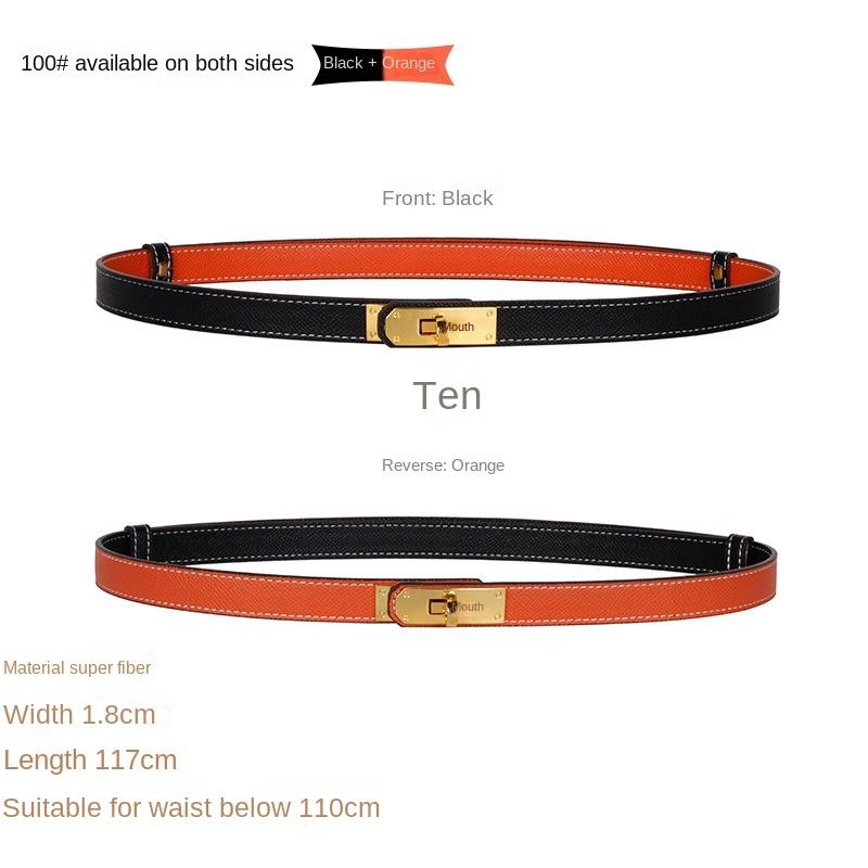 Lock Verstellbarer Gürtel Anzughose Hosengürtel Echtes Leder Freizeitgürtel Damen Passende Kleid Mode Taille von Joom DACH