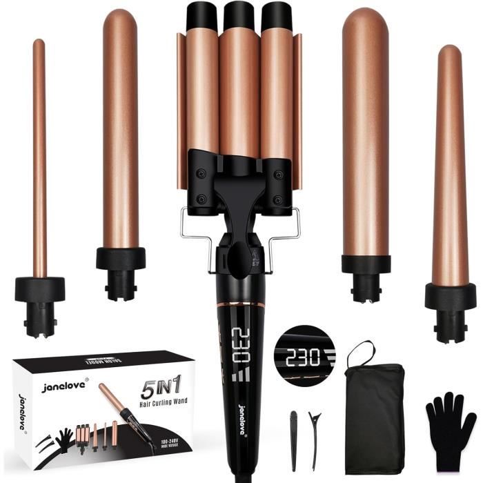 Lockenstab 5 in 1 - Janelove - 25mm - Keramik - LCD - Temperatur 80-230°C von Joom DACH