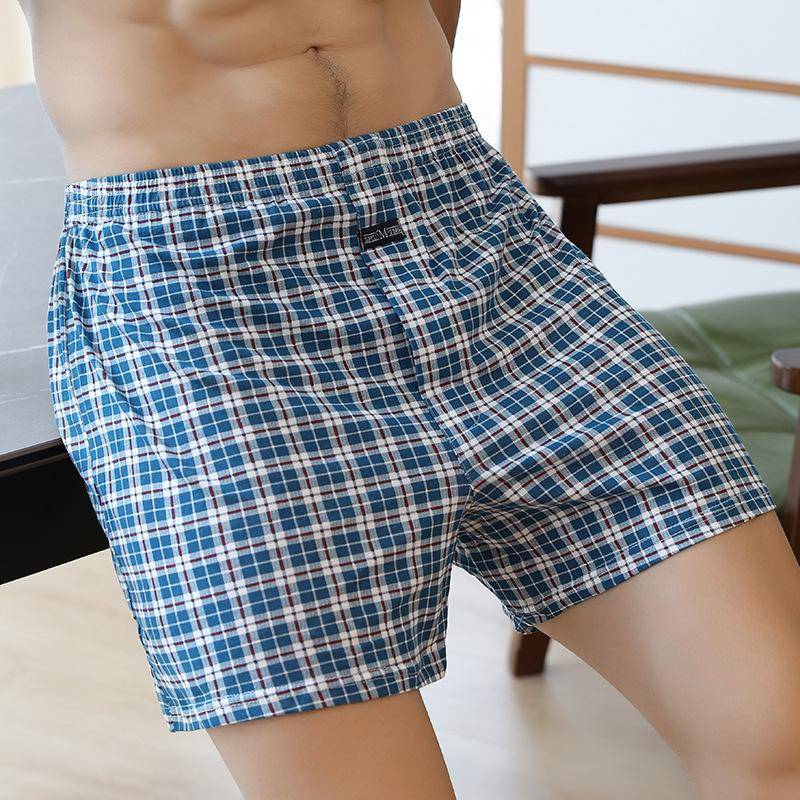 Lockere Boxershorts für Herren aus reiner Baumwolle mit hoher Taille – große Größe, Sommerpassform M (100-130 jin) von Joom DACH