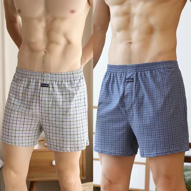 Lockere Boxershorts für Herren aus reiner Baumwolle mit hoher Taille – große Größe, Sommerpassform M (100-130 jin) von Joom DACH