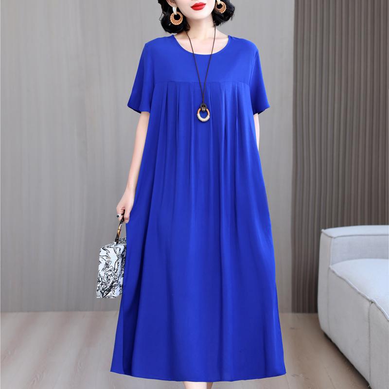Lockere Kleider für Damen, elegant, Übergröße, kurzärmelig, lässig, Sommer, Übergröße, langes Kleid, weibliche Vintage-Kleidung 3XL von Joom DACH