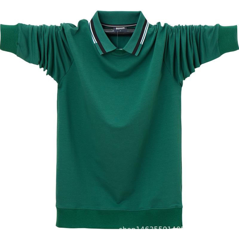 Lockere Langarm-Poloshirts für Herren, lässig, Basic-Hemden mit Kragen, leichte Polo-T-Shirts für die Arbeit und das Geschäft für Männer, Frühling, Herbst, Golf-Oberteile, Übergröße 5XL dunkelgrüne von Joom DACH