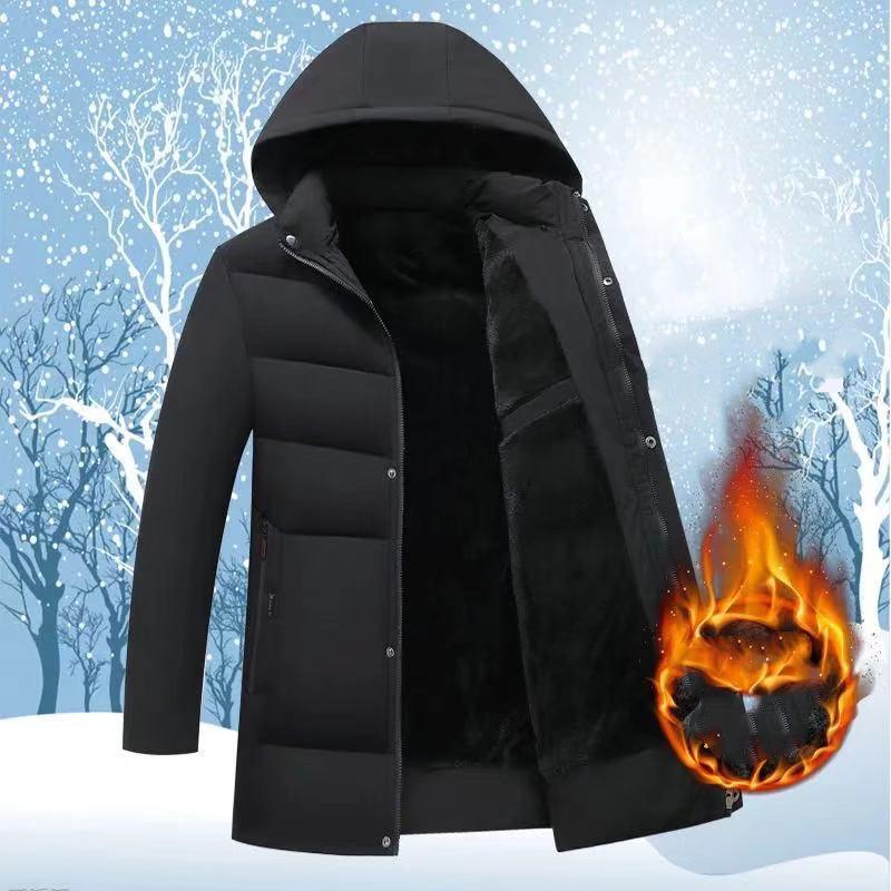 Lockere Winterjacke für Herren in Übergröße, verdickte, lange, warme Kapuzenjacke, gefüttert mit flauschiger, warmer Jacke XS Lockere Winterjacke für Herren in Übergröße, verdickte, lange, warme Kapuzenjacke, gefüttert mit flauschiger, warmer Jacke XS von Joom DACH