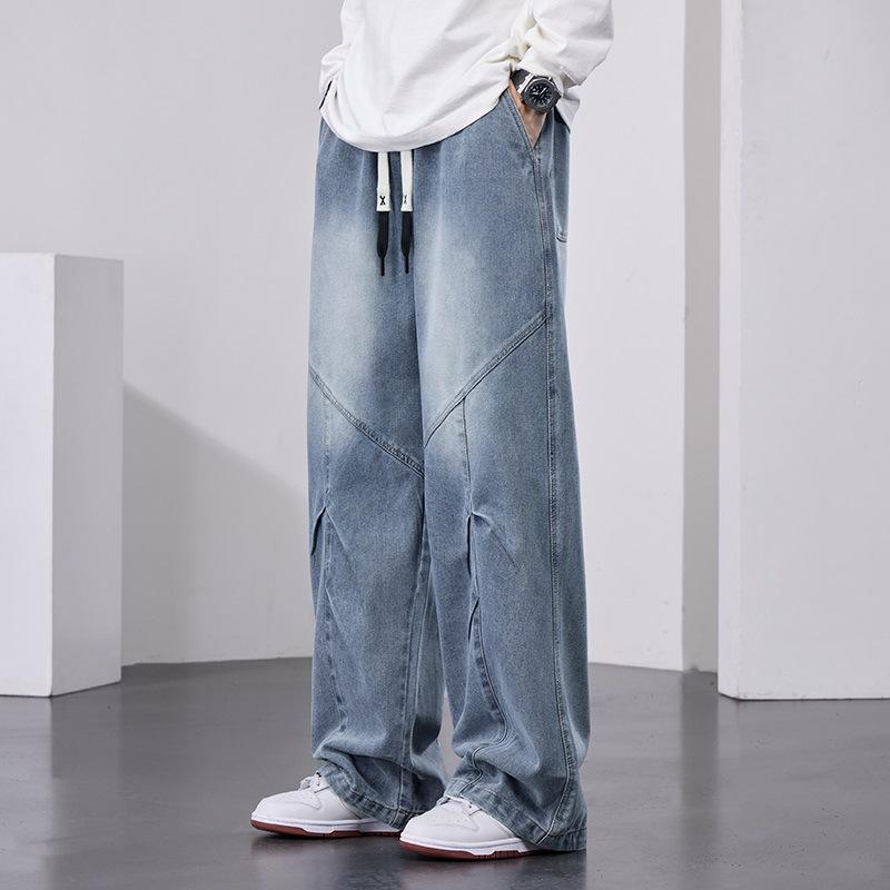 Lockere gerade Retro-Jeans Frühling und Herbst Neue Herren Wide-Leg Casual Jeans 8XL blau von Joom DACH