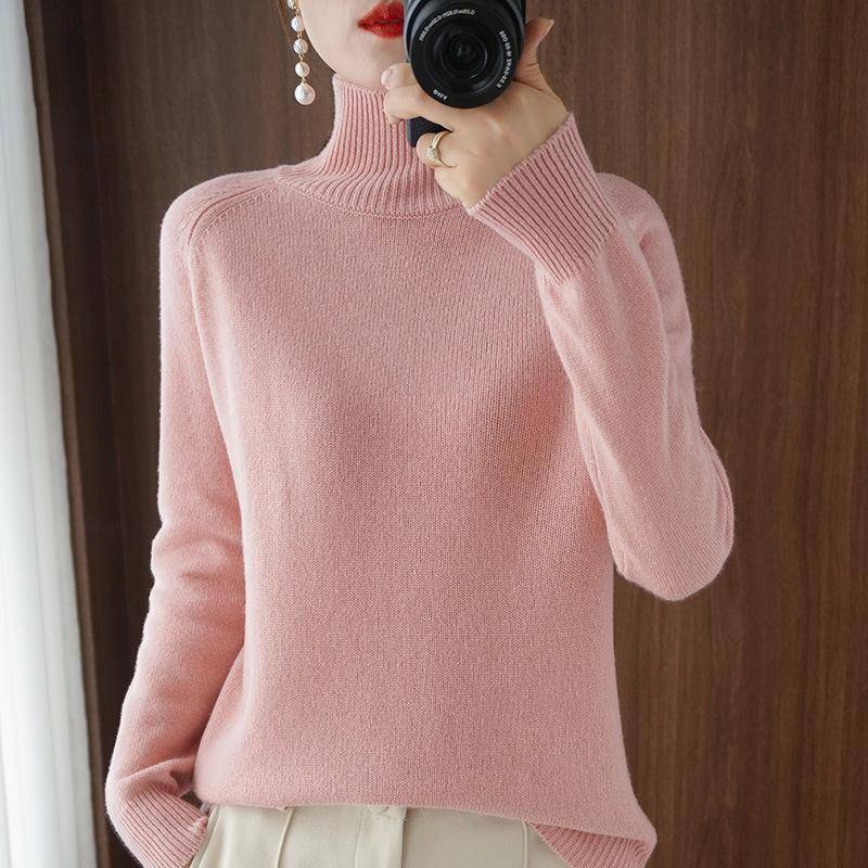 Lockerer, dicker Strickpullover mit hohem Kragen für Damen – Herbst/Winter im koreanischen Stil XXL von Joom DACH