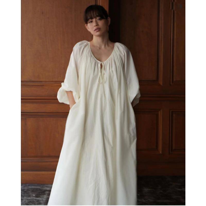 Lockeres Nachthemd für Damen aus Spitze, langärmelig, einfarbig, rückenfrei, Frühlings- und Herbst-Übergröße, Nachthemd für Damen 3XL weiß von Joom DACH