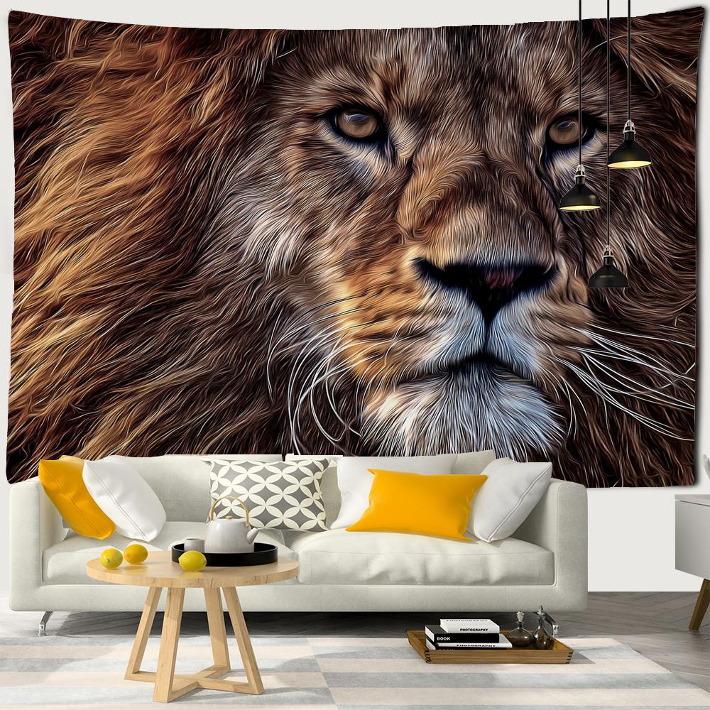 Löwe Tiger Wolf Wandteppich Wandbehang Home Dekorieren Tiere Großer Wandteppich Strandtuch Yogamatte Decke Tischdecke Wandteppich W150xH100cm von Joom DACH