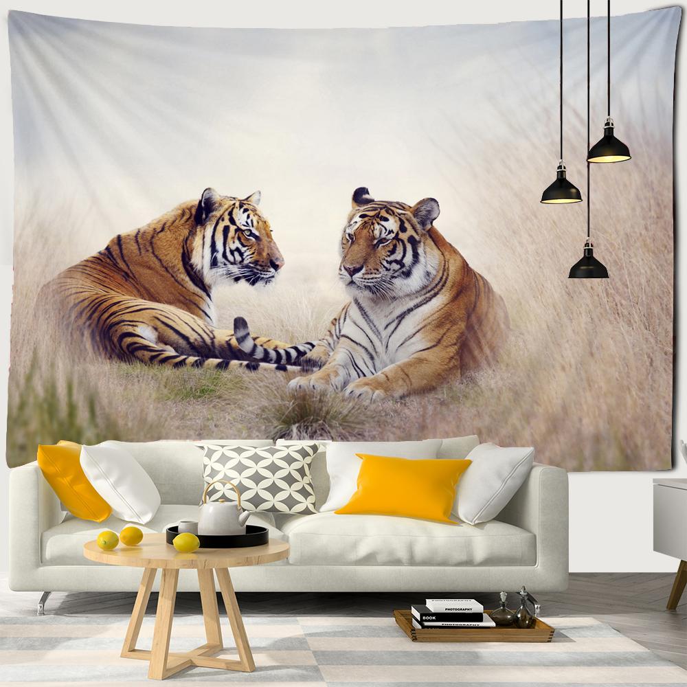 Löwe Tiger Wolf Wandteppich Wandbehang Home Dekorieren Tiere Großer Wandteppich Strandtuch Yogamatte Decke Tischdecke Wandteppich W300xH180cm von Joom DACH