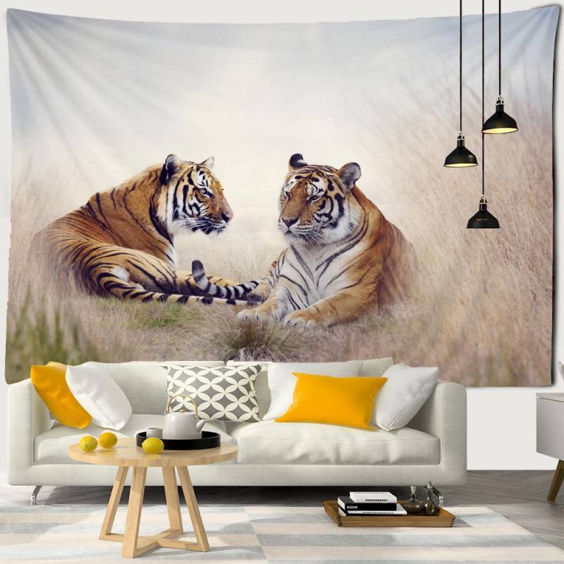 Löwe Tiger Wolf Wandteppich Wandbehang Home Dekorieren Tiere Großer Wandteppich Strandtuch Yogamatte Decke Tischdecke Wandteppich W300xH180cm von Joom DACH