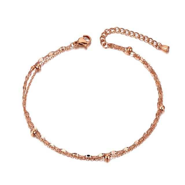 Lokaer Trendy Doppelschicht-Kette & Link-Fußkettchen für Frauen Barfußsandalen Armband Fußkettchen Fuß Gothic Boho Schmuck Geschenk A20002 21cm von Joom DACH