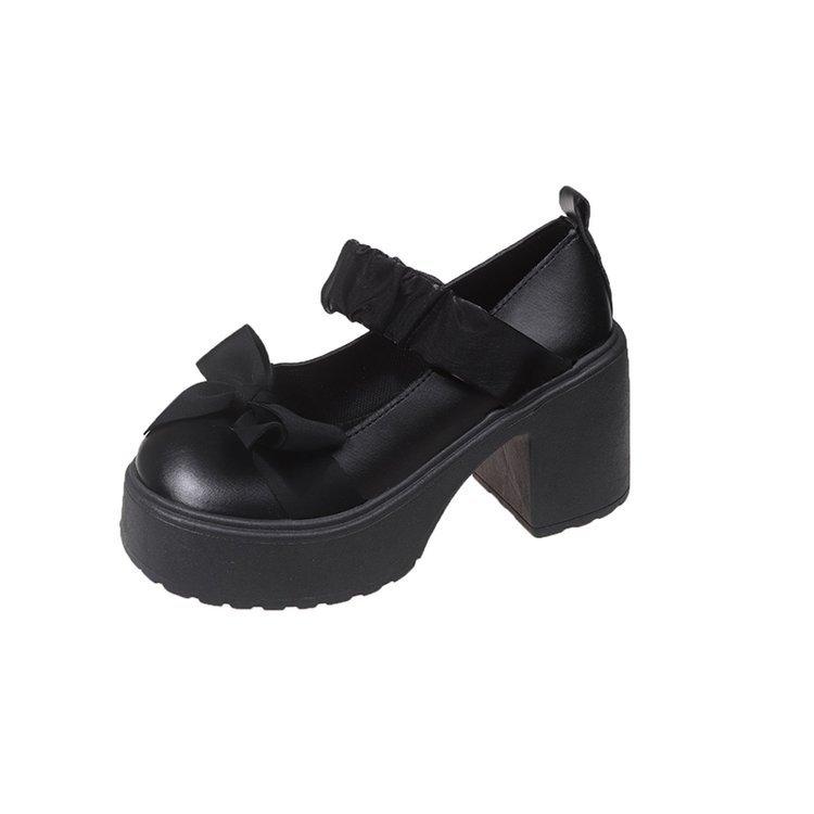 Lolita-Star Plateau-Schuhe für Damen Lässige Niet Lackleder Mary Jane Schuhe 36 schwarz von Joom DACH