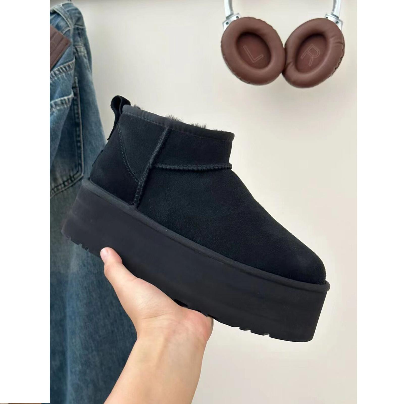 Lolita Stiefel Damen Halbschuhe Australien Winter Schuhe Stiefel-Damen Schwarz Knöchel Schnee Damen Herbst Leder Shearling Fell 37 von Joom DACH