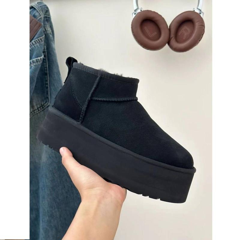 Lolita Stiefel Damen Halbschuhe Australien Winter Schuhe Stiefel-Damen Schwarz Knöchel Schnee Damen Herbst Leder Shearling Fell 37 von Joom DACH