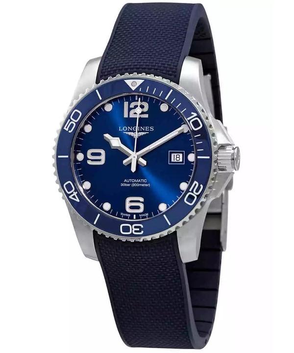 Longines Hydroconquest Kautschukarmband Sunray blaues Zifferblatt automatische Taucheruhr L3.781.4.96.9 300M Herrenuhr blau von Joom DACH