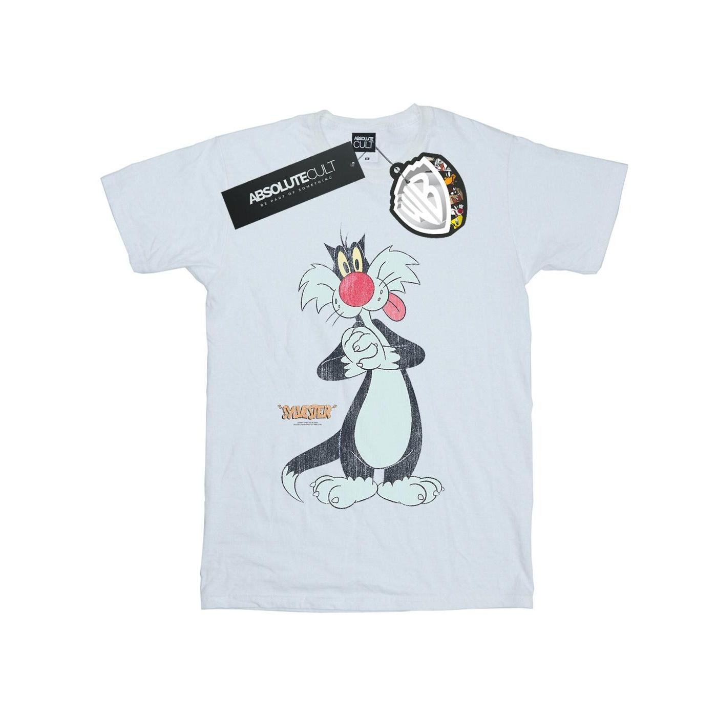 Looney Tunes Damen/Damen Sylvester Distressed Cotton Boyfriend T-Shirt XXL weiß von Joom DACH