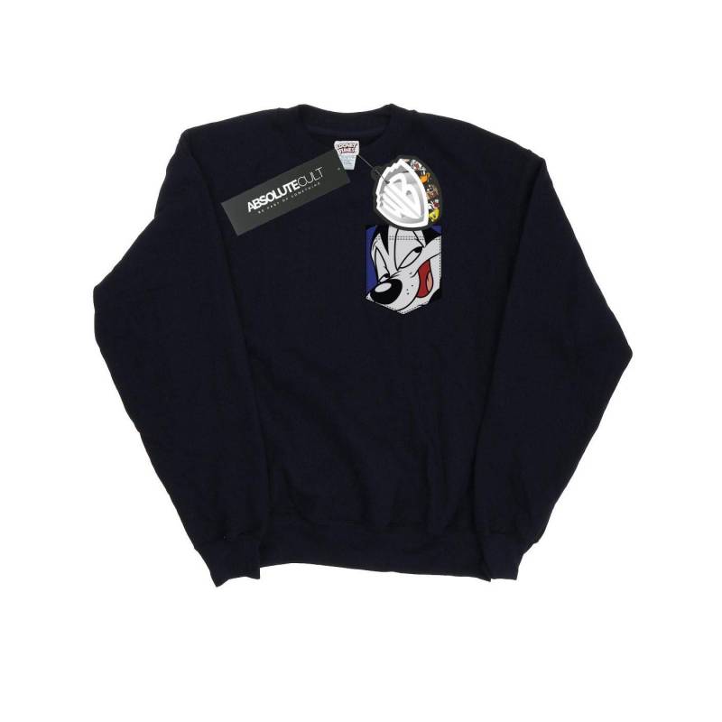 Looney Tunes Damen-Sweatshirt „Pepe Le Pew Face“ mit künstlichen Taschen XXL schwarz von Joom DACH