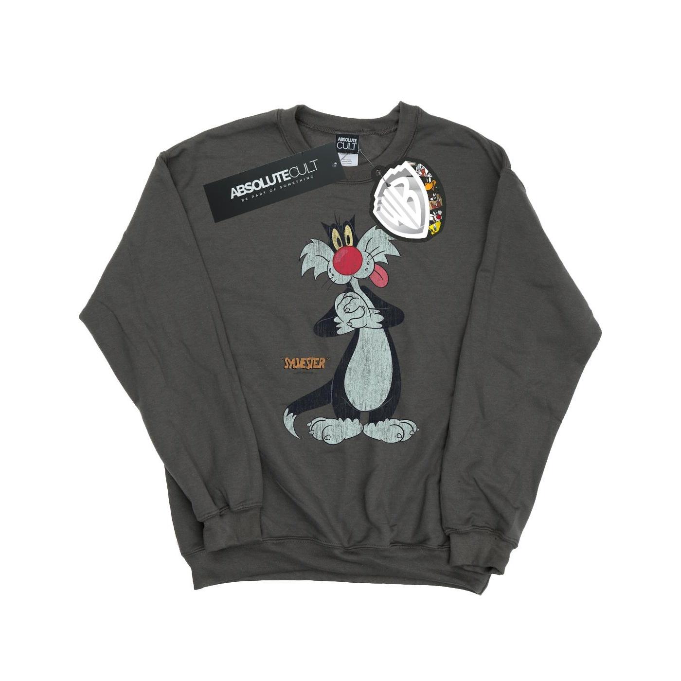 Looney Tunes Herren-Sweatshirt „Sylvester“ aus Distressed-Baumwolle L kohle von Joom DACH