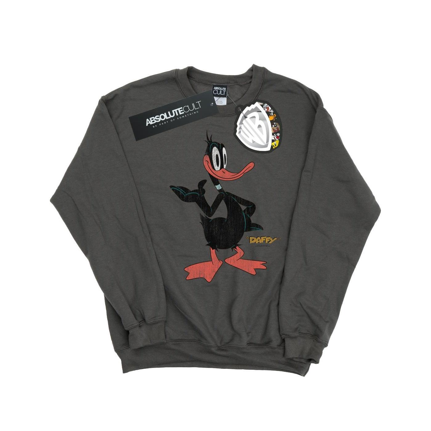 Looney Tunes Herren-Sweatshirt Daffy Duck aus Distressed-Baumwolle L kohle von Joom DACH