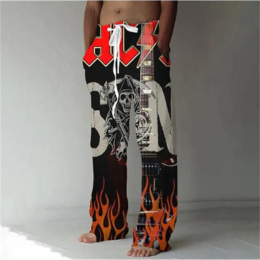 Lose, lässige, einfarbige Hose für Herren, elastische Krawatte, Regenbogen-bedruckte, gerade Hose 2XL von Joom DACH