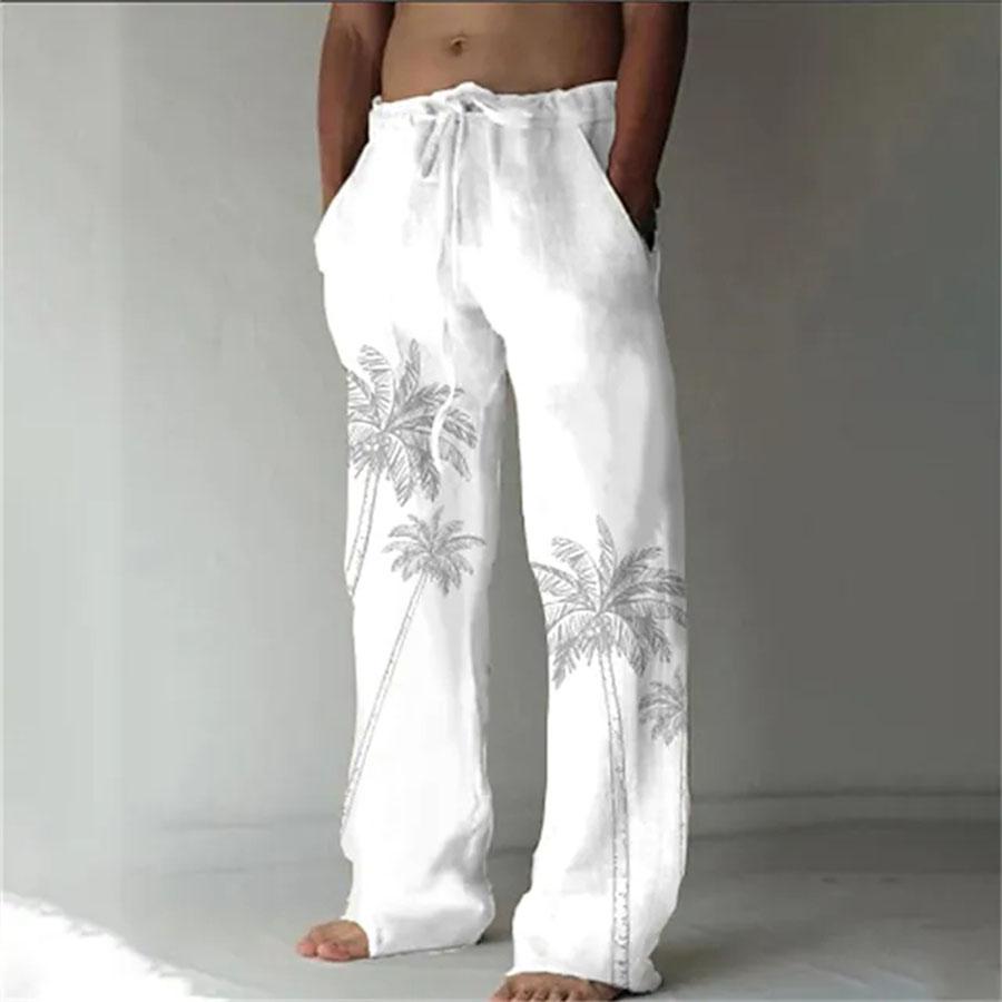 Lose, lässige, einfarbige Hose für Herren, elastische Krawatte, Regenbogen-bedruckte, gerade Hose 2XL weiß von Joom DACH