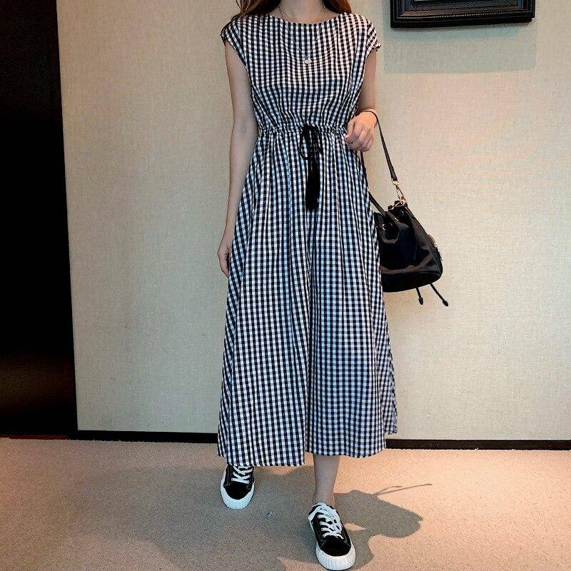 Lose Baumwolle Sommer Kleid Weibliche Abend Vintage Langes Kleid Frauen Kurzarm Casual Strand Frau Kleider 15301 M grün von Joom DACH