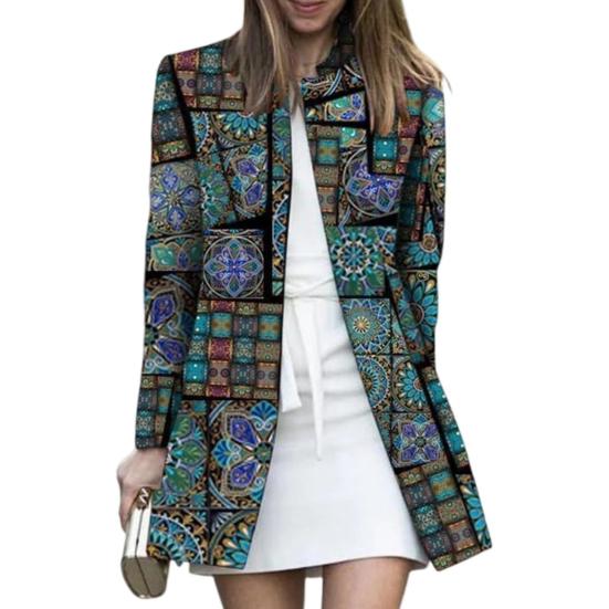 Lose Oberbekleidung Langarm Frostschutz winddicht Frühling Herbst Vintage Digitaldruck Strickjacke Alltagskleidung 4XL blau von Joom DACH