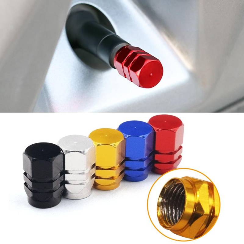 Lot Radkappen Diebstahlsicheres Aluminium Auto Rad Reifen Ventile Reifenschaft Luftventilkappen Luftdichte Abdeckung Autozubehör 4 PCS grau von Joom DACH