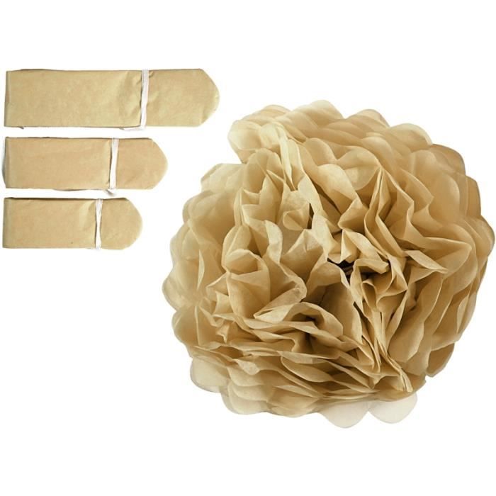 Lot de pompons en papier de soie - différents coloris - 20, 24, 30 cm - 3 pcs Doré von Joom DACH