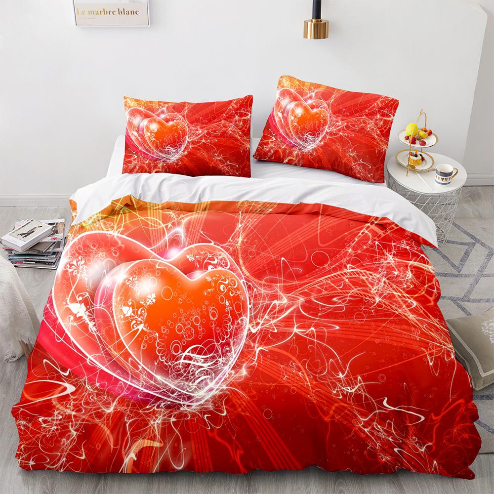 Love Bettbezug Queen Herzförmige Bettwäsche-Sets Weiß Romantische Polyester Bettbezug für Damen Herren Jungen Mädchen Teenager King Size EU Twin 135x200cm von Joom DACH