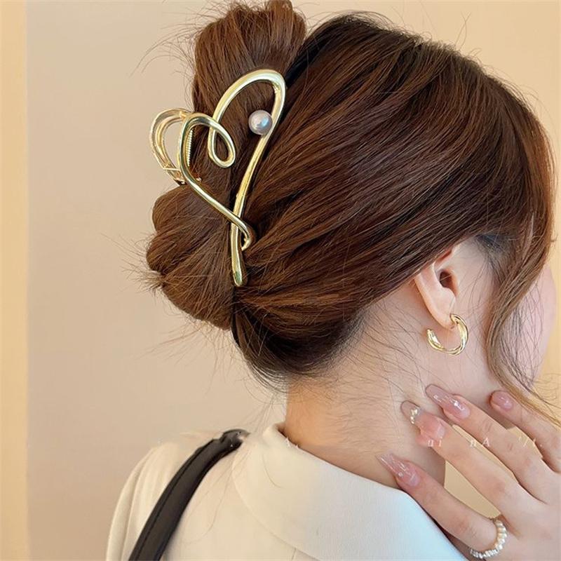 Love Haarklammer für Mädchen, koreanischer Farbverlauf, Hai-Haarnadel, Damen-Haar-Accessoires gold von Joom DACH