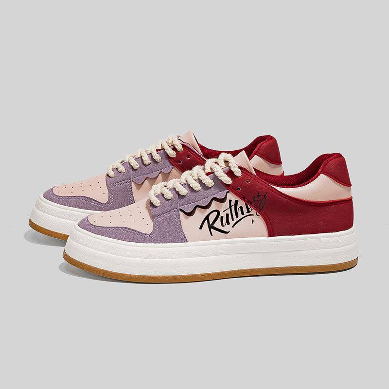 Low-Top-Plateau-Canvas-Schuhe für Damen, Leder, Skateboard-Schuhe, Gummischuhe, deutsche Trainingsschuhe, Ins Fashion-Schuhe 40 rosa von Joom DACH